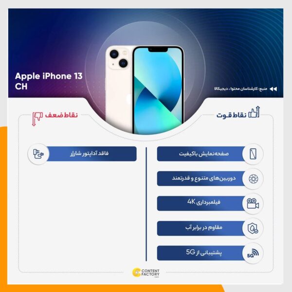 گوشی موبایل اپل مدل iPhone 13 CH دو سیم‌ کارت ظرفیت 256 گیگابایت و رم 4 گیگابایت 18 ماه گارانتی نات اکتیو